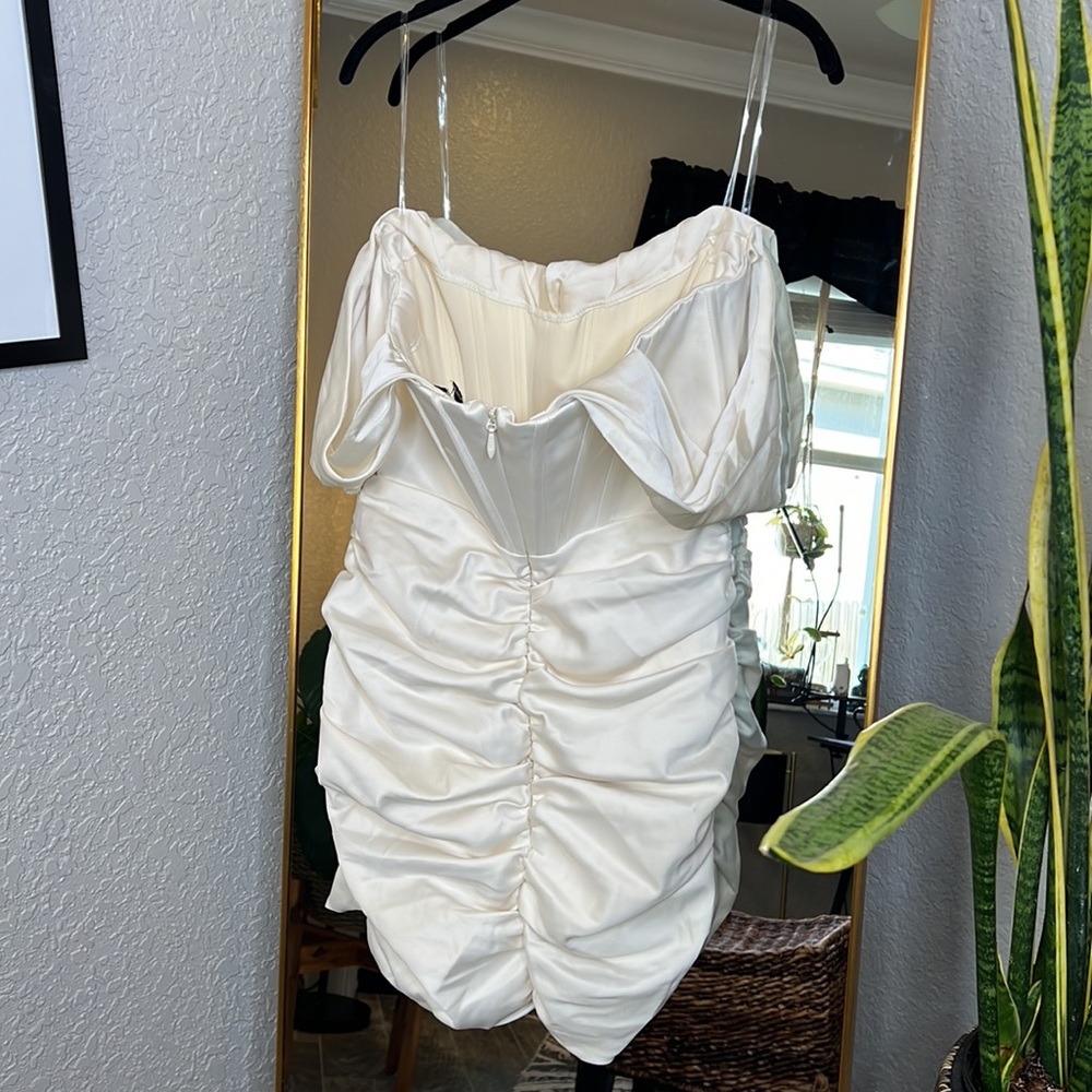 HOUSE OF CB 'Coraline' Ivory Satin Corset Dress - Picture 16 of 16